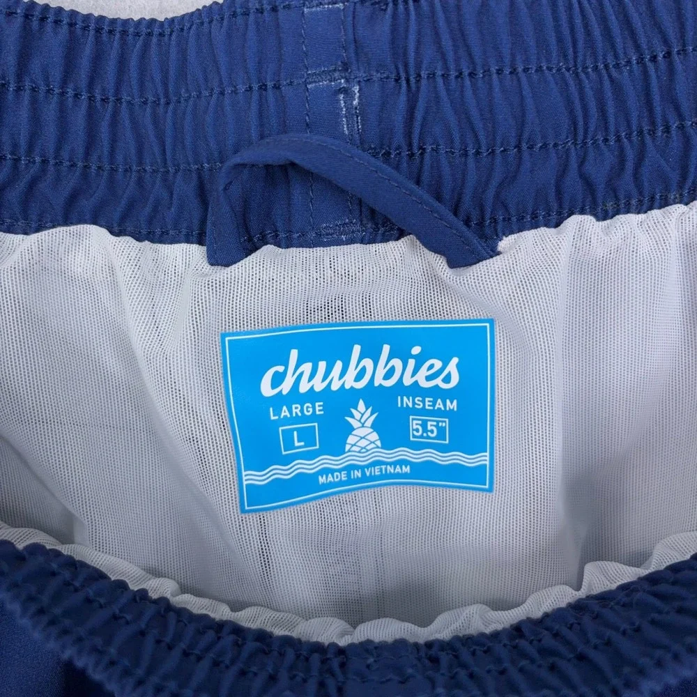 Chubbies Swim Trunks Men Large Blue Striped 5.5 Inseam Lined Casual Beach Summer